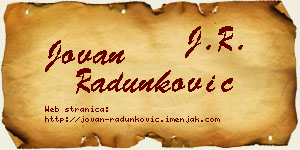 Jovan Radunković vizit kartica